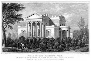 Villa in Regents Park, Londen, 1827 door W. Wallis
