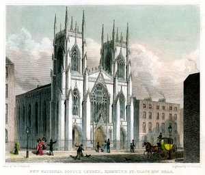 Nieuwe Nationale Schotse Kerk, Sidmouth Street en Grays Inn Road, Londen, 1829