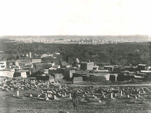 Stadsgezicht vanuit Sulhieh, Damascus, Ottomaans Syrië, 1895