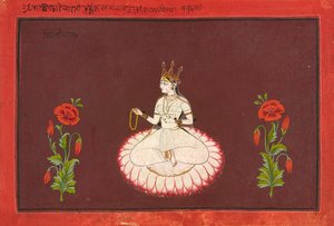Saraswati, folio uit een Godinnenserie, ca. 1680-1700 door Wajid