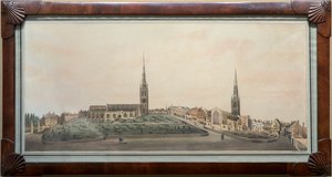Een panoramisch uitzicht op de stad Coventry