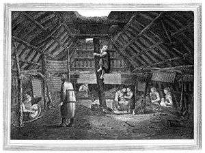 Binnenkant van een huis in Oonalashka