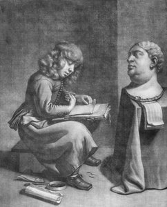 Jongen die een buste van de Romeinse keizer Vitellius tekent, ca. 1665-75