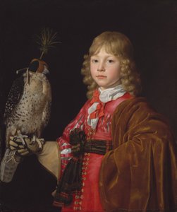 Portret van een jongen met een valk