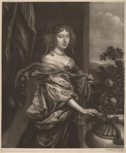 Portret van een Dame naast een Rozenstruik