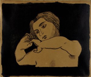 Mädchen auf Braun door Walt Kuhn
