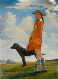 De dochter van de kunstenaar die de hond van de dominee uitlaat