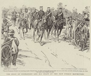 De hertog van Connaught en zijn staf bij de manoeuvres in het New Forest door Walter Charles Horsley