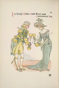 Een man en een vrouw die kopjes kamillethee vasthouden door Walter Crane