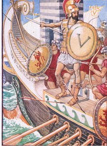 Hij werd een doelwit voor elke pijl, illustratie uit The Story of Greece, 1930s door Walter Crane