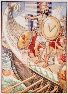 Hij werd een doelwit voor elke pijl, illustratie uit Het Verhaal van Griekenland door Mary Macgregor door Walter Crane