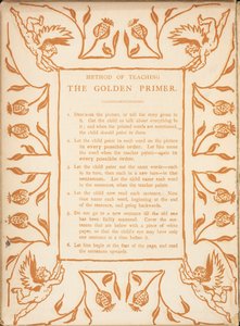 Methode om de gouden primer te onderwijzen. Bloemenrand, met cherubijnen. door Walter Crane