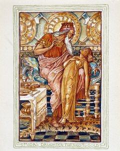 Midas verandert zijn dochter in goud - in "A wonder book for girls and boys" door Walter Crane