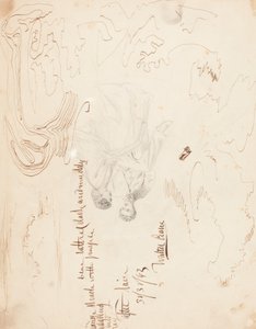 Schets van een Zittend Paar met Wolkenstudies [verso] door Walter Crane