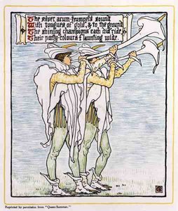 Trompetters met Lelies, uit Queen Summer door Walter Crane