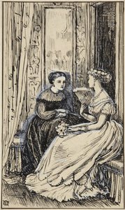 Twee dames in gesprek (Anne Hereford) door Walter Crane
