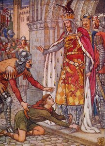 Jonge Owen doet een beroep op de koning, 1911 door Walter Crane