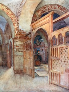Een koptische kerk bij Abydos (kleurenlitho)