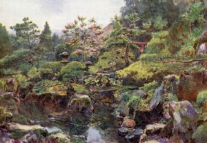 Een rots- en watertuin, Hakone door Walter Frederick Roofe Tyndale