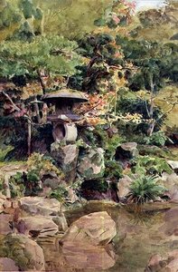 Tuin in Ashinoyu door Walter Frederick Roofe Tyndale