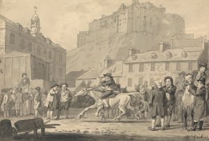Edinburgh Castle en Paardenmarkt door Walter Geikie