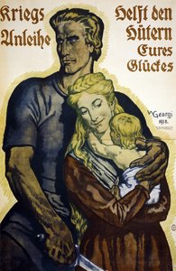 Eerste Wereldoorlog 1914-1918. Duitse poster voor abonnees op oorlogsleningen