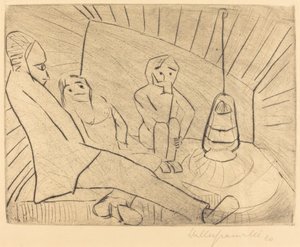 Drie Mensen in een Atelier door Walter Gramatte