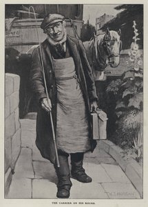 De drager op zijn ronde (litho) door Walter Jenks Morgan