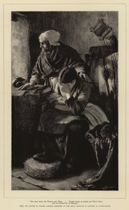 Mannen moeten werken, en vrouwen moeten huilen, hoewel stormen plotseling zijn en wateren diep, en de havenbar kreunt door Walter Langley