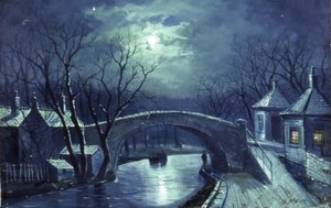 Redcote Brug, Armley, bij Maanlicht