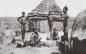 Negeridylle bij Abwong door Walter Mittelholzer
