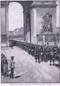 Duitse troepen marcheren onder de Arc de Triomphe, 1871 AD door Walter Paget