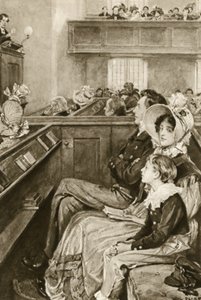 John Ruskin als jongen die de prediker bekijkt