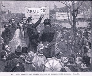 Mr Phelps plant de Shakespeare Eik op Primrose Hill, Londen 1864 AD door Walter Paget