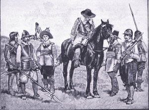 Typen van Cromwelliaanse soldaten, uit Cassells History of the British People gepubliceerd door de Waverley Book Company Limited, ca. 1940 door Walter Paget