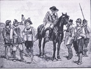 Typen van Cromwelliaanse soldaten, illustratie uit The History of the British People door Walter Paget