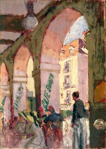 Het Café Suisse, of Café des Arcades, Dieppe door Walter Richard Sickert