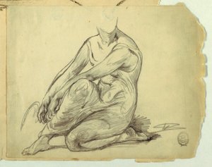 Knielende vrouw door Walter Shirlaw