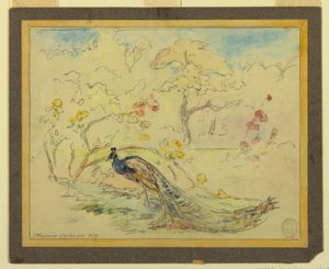 Pauw in een tuin door Walter Shirlaw