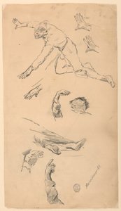 Studies van Handen en Figuren door Walter Shirlaw