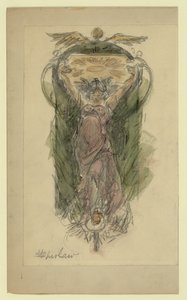 Studietekening voor muurschildering van vrouw, nr. 1 door Walter Shirlaw