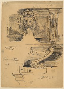 Studie van een fontein, Italië door Walter Shirlaw