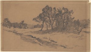 Bomen in een veld door Walter Shirlaw