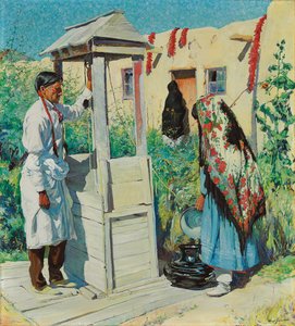 Een Pueblo Well Scene door Walter Ufer