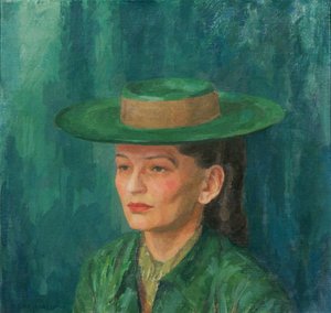 Grete Gamerith met groene hoed