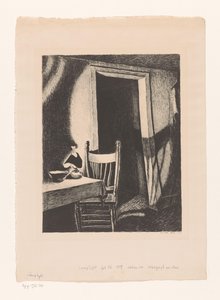 Interieur bij lamplicht door Wanda Gág (signed by artist)