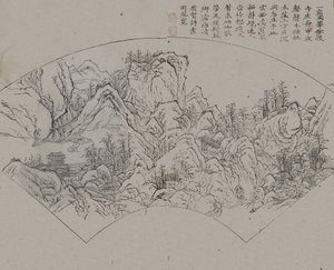 Landschap na Fan Kuan actief ca. 990-1030, uit de Mosterdzaad Tuin..., Eerste editie, 1679 door Wang Gai