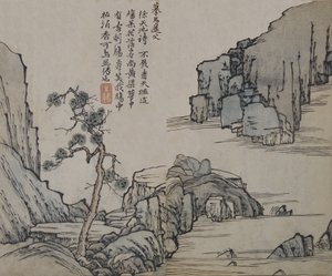 Landschap na Ma Yuan actief ca. 1190-1225, uit de Mosterdzaadtuin..., Eerste editie, 1679 door Wang Gai