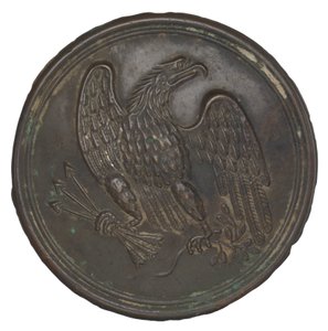 Bord met gestempeld koperen adelaarontwerp van een patroonriem, 1862-1865 door Warren H. Wilkinson