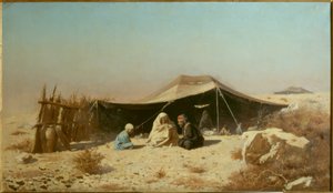 Arabier in de woestijn die de Koran leest door Wassili W. Werestschagin